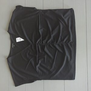 NWT Express Women's Vneck Black Ruched Front Cropped Shirt Size Small S